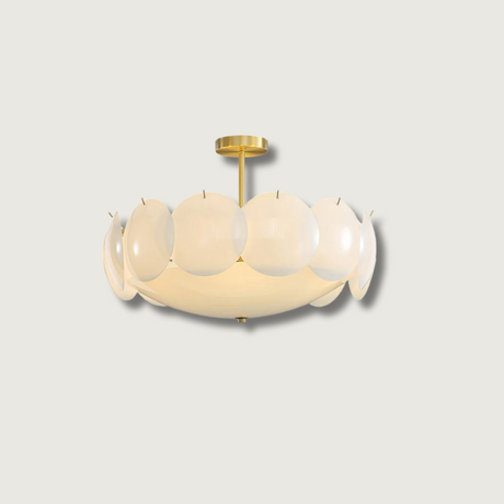 Modern Glass Ceiling Light  Brass Frame With Circular Accents - Product showcase