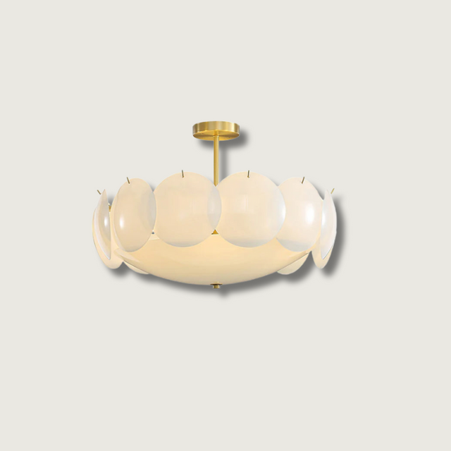 Modern Glass Ceiling Light  Brass Frame With Circular Accents - Product showcase