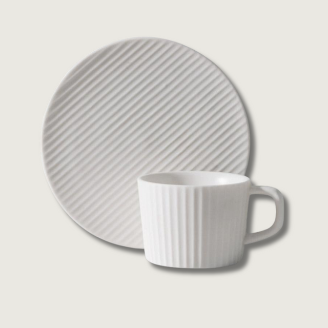 Modern Stoneware Coffee Set  Textured Relief Pattern - Product showcase