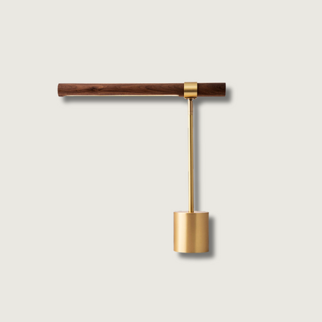 Modern LED Desk Lamp  Walnut Wood Gold Metal Design - Product showcase