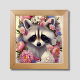 Floral Animal Wall Art  Raccoon With Spring Blooms - Product showcase