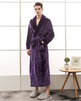 Plush Mens Bathrobe  Full Length Purple Velvet Robe - Product showcase