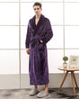 Plush Mens Bathrobe  Full Length Purple Velvet Robe - Product showcase