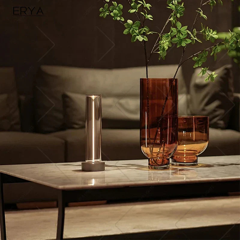 Modern Touch Table Lamp  Cylindrical LED Design - Detailed view