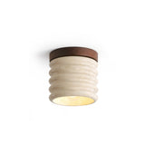 Modern Travertine Ceiling Light  Ribbed Stone and Wood Design - Product detail 16