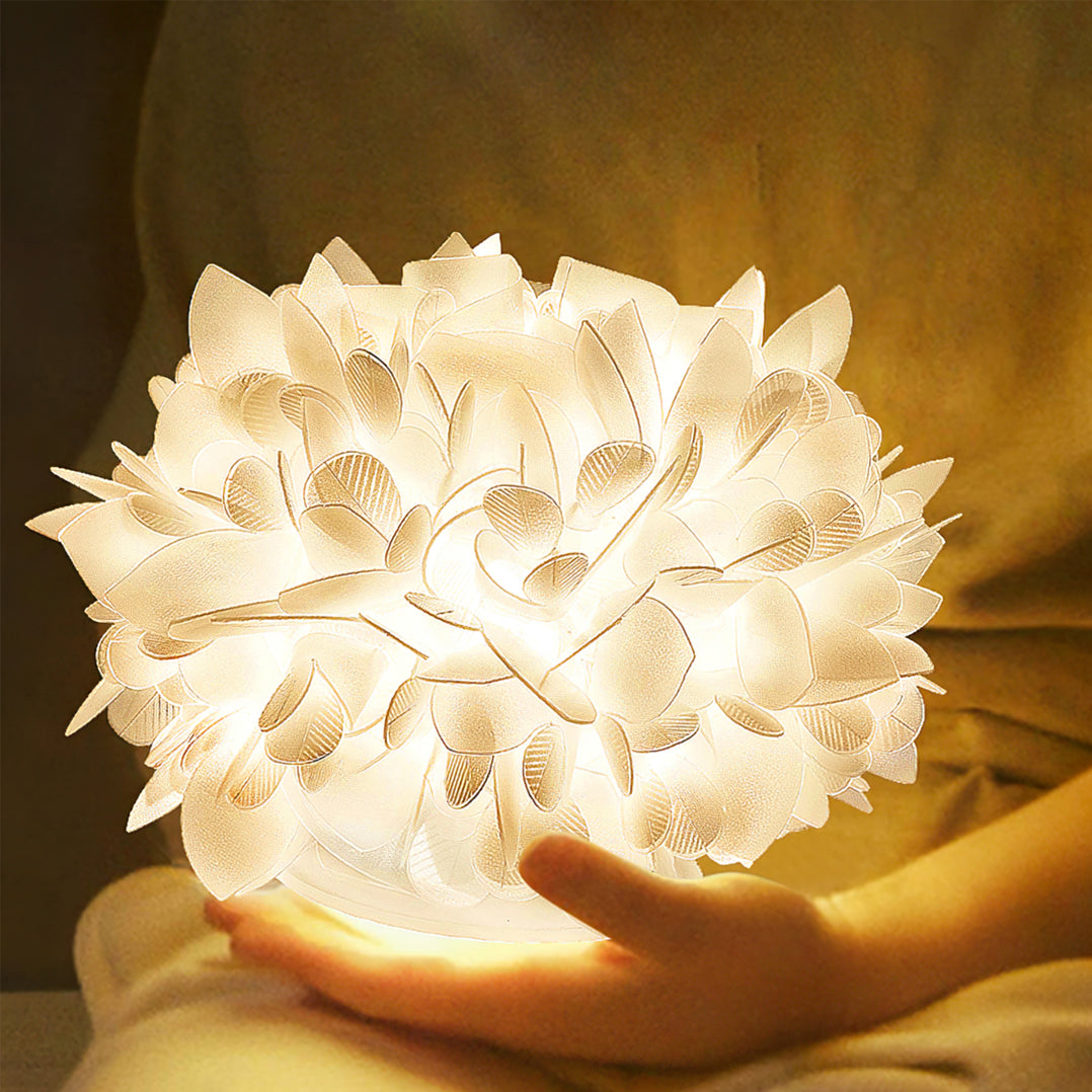 Floral Table Lamp  White Petal Design with Metal Base - Product detail 4