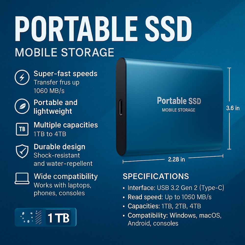 Portable External SSD Drive  High-Speed USB 32 Mobile Storage - Detailed view