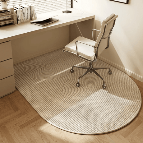 Oval Office Chair Mat  Woven Geometric Pattern Floor Protection - Product showcase