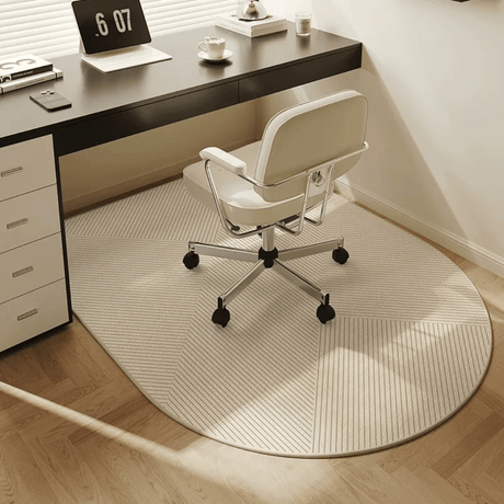 Oval Office Chair Mat  Woven Geometric Pattern Floor Protection - Detailed view
