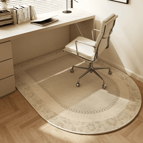 Oval Office Chair Mat  Woven Geometric Pattern Floor Protection - Product example