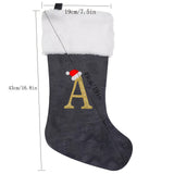 Personalized Christmas Stocking  Gray Velvet Monogram Letter - Detailed view