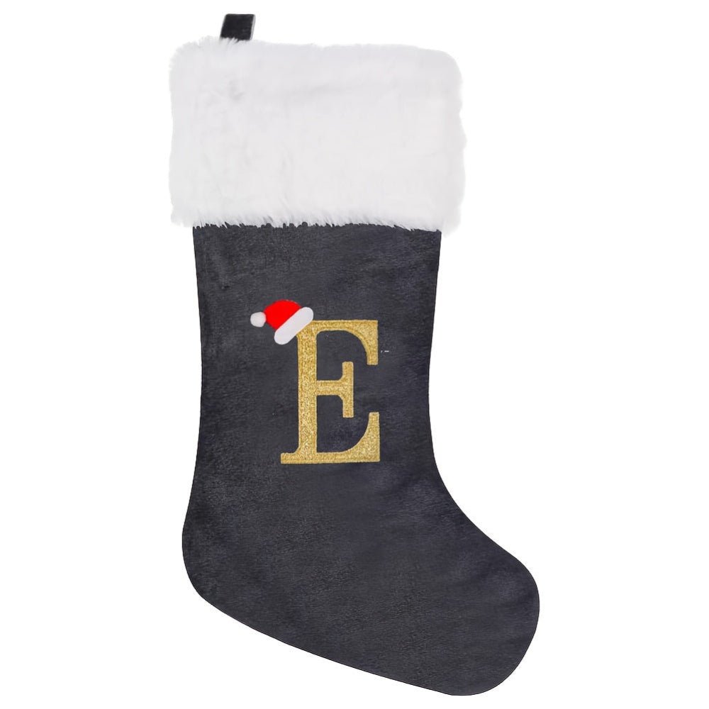 Personalized Christmas Stocking  Gray Velvet Monogram Letter - Product detail 18