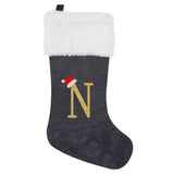 Personalized Christmas Stocking  Gray Velvet Monogram Letter - Product detail 19
