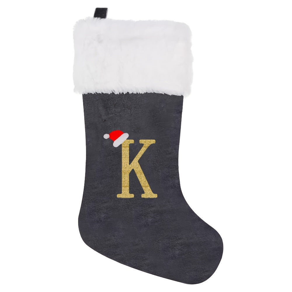 Personalized Christmas Stocking  Gray Velvet Monogram Letter - Product detail 20