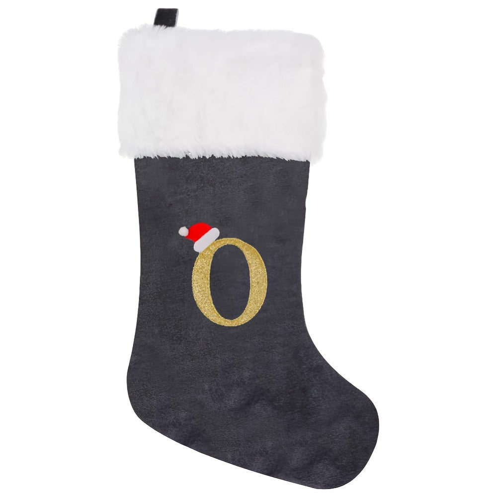 Personalized Christmas Stocking  Gray Velvet Monogram Letter - Product detail 21