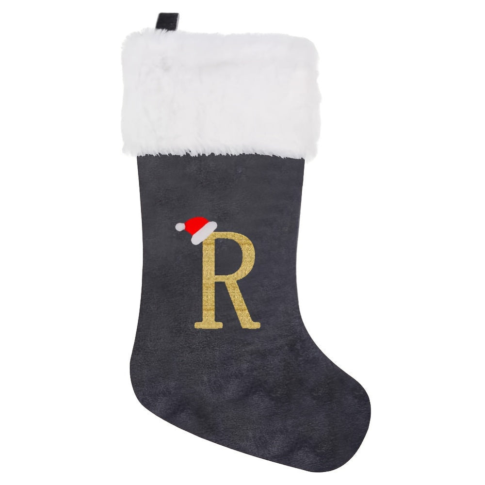 Personalized Christmas Stocking  Gray Velvet Monogram Letter - Product detail 23