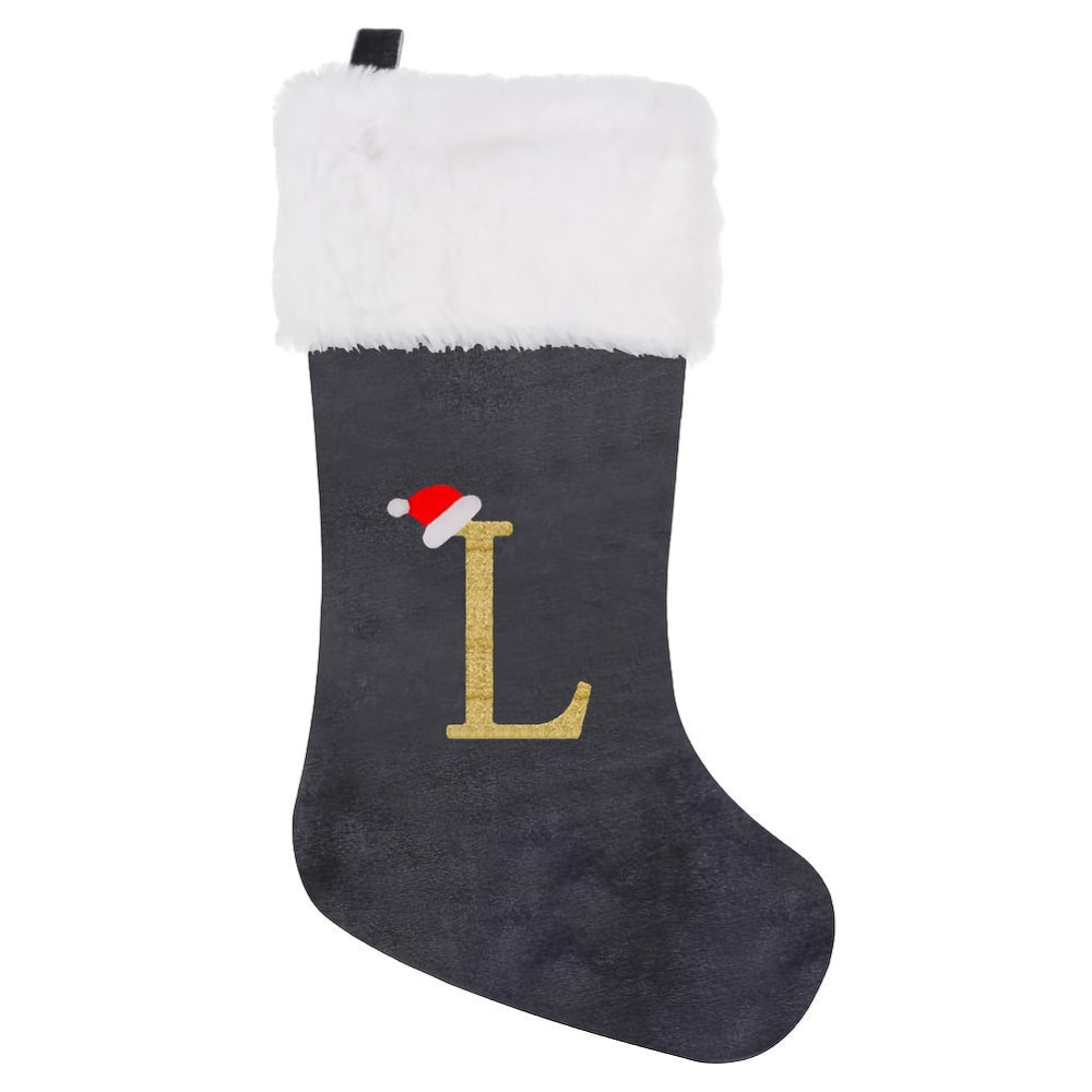 Personalized Christmas Stocking  Gray Velvet Monogram Letter - Product detail 26