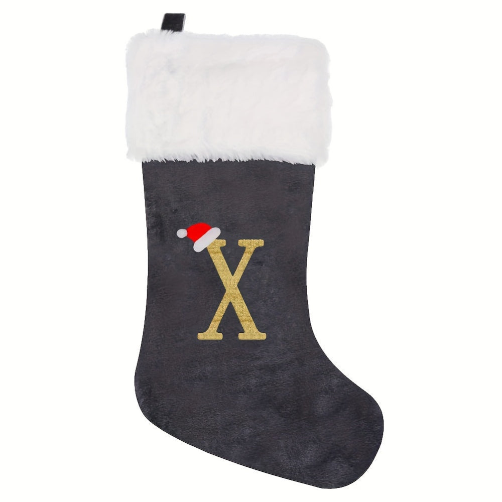 Personalized Christmas Stocking  Gray Velvet Monogram Letter - Product detail 28