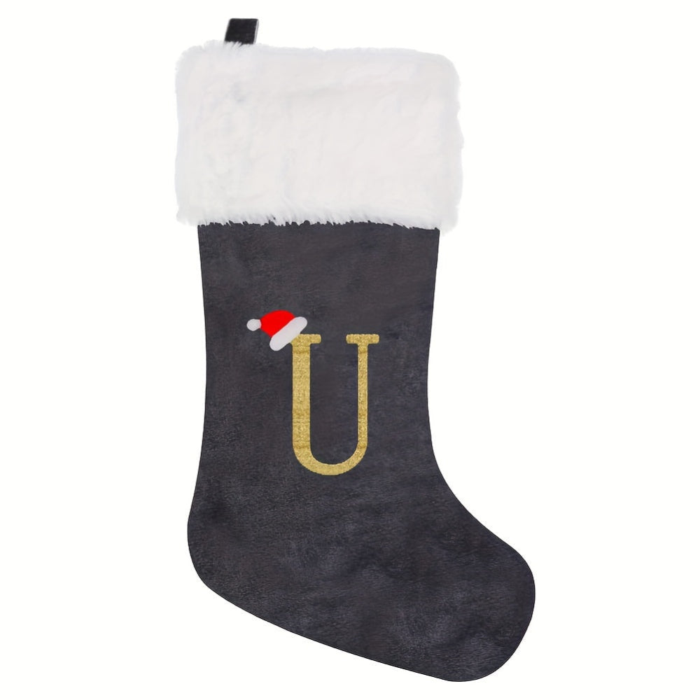 Personalized Christmas Stocking  Gray Velvet Monogram Letter - Product detail 31