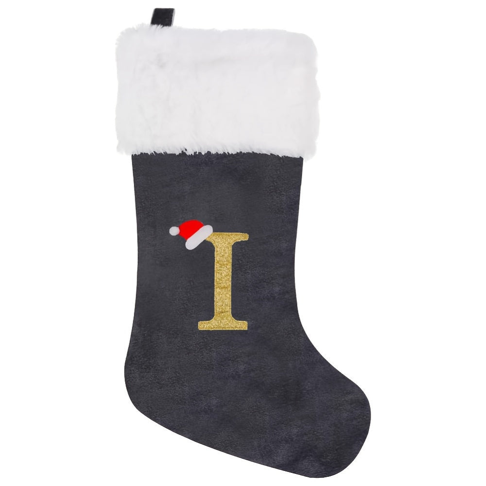 Personalized Christmas Stocking  Gray Velvet Monogram Letter - Product detail 32