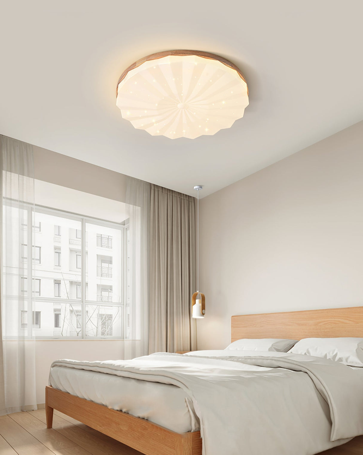 Modern Ceiling Light  Wood Frame Geometric Pattern - Product detail 10