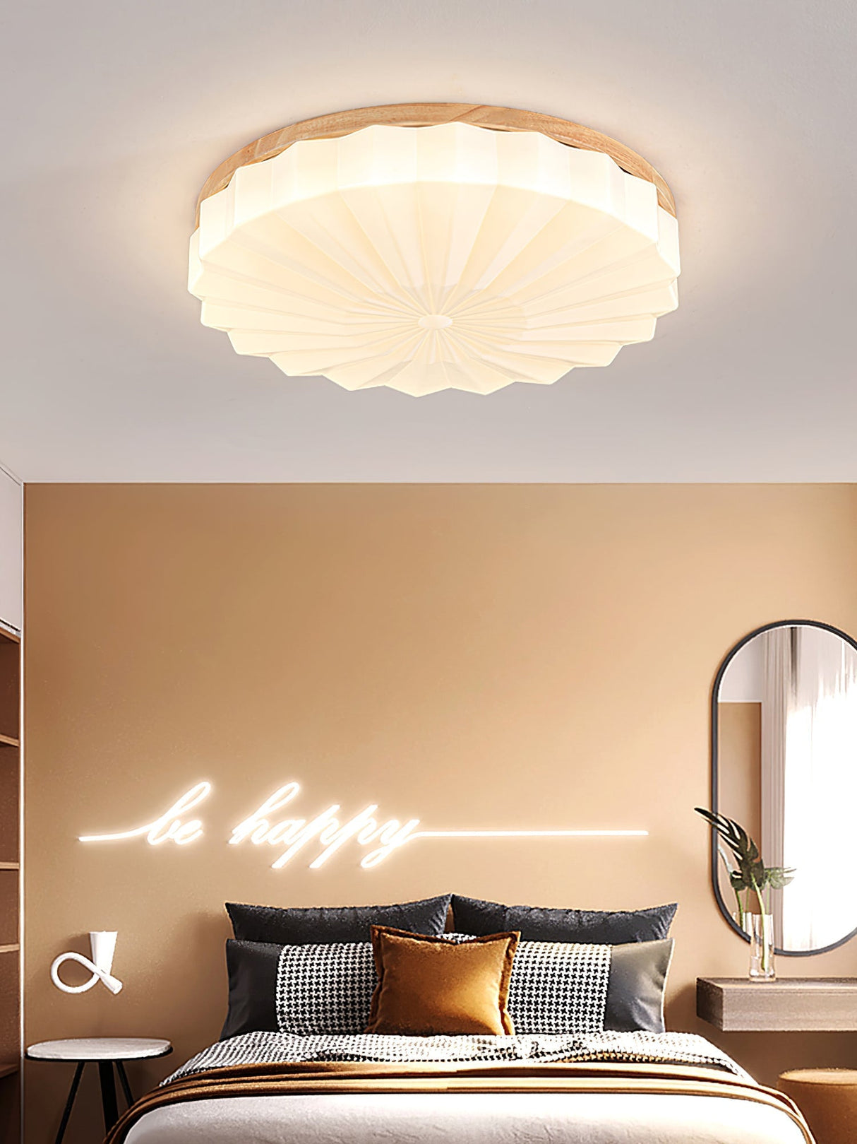 Modern Ceiling Light  Wood Frame Geometric Pattern - Product detail 4