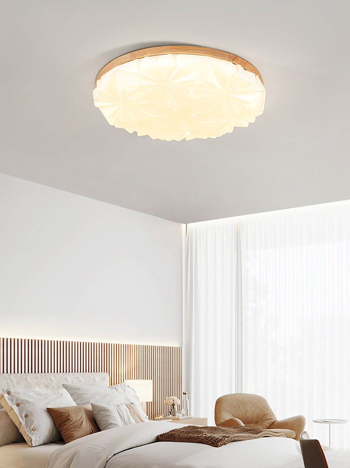 Modern Ceiling Light  Wood Frame Geometric Pattern - Product detail 5