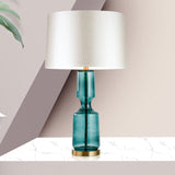 Modern Glass Table Lamp  Amber Base Black Shade - Detailed view