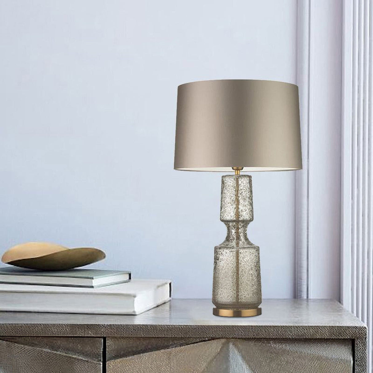 Modern Glass Table Lamp  Amber Base Black Shade - Product detail 4