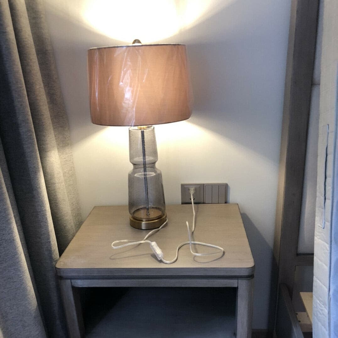 Modern Glass Table Lamp  Amber Base Black Shade - Product detail 9