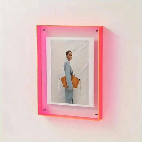 Modern Acrylic Picture Frame  Neon Pink Edge Illumination - Product detail 7