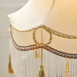 Victorian Table Lamp  Brass Base with Fringed Shade - Product detail 4