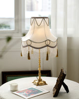 Victorian Table Lamp  Brass Base with Fringed Shade - Product detail 10