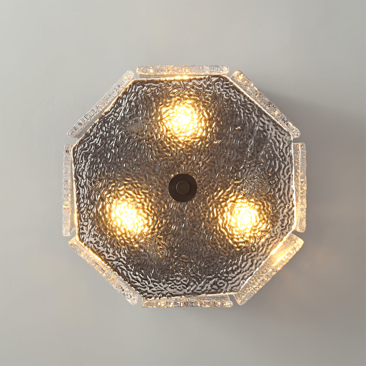 Modern Flush Mount Ceiling Light  Textured Glass Hexagonal Design - Product detail 9
