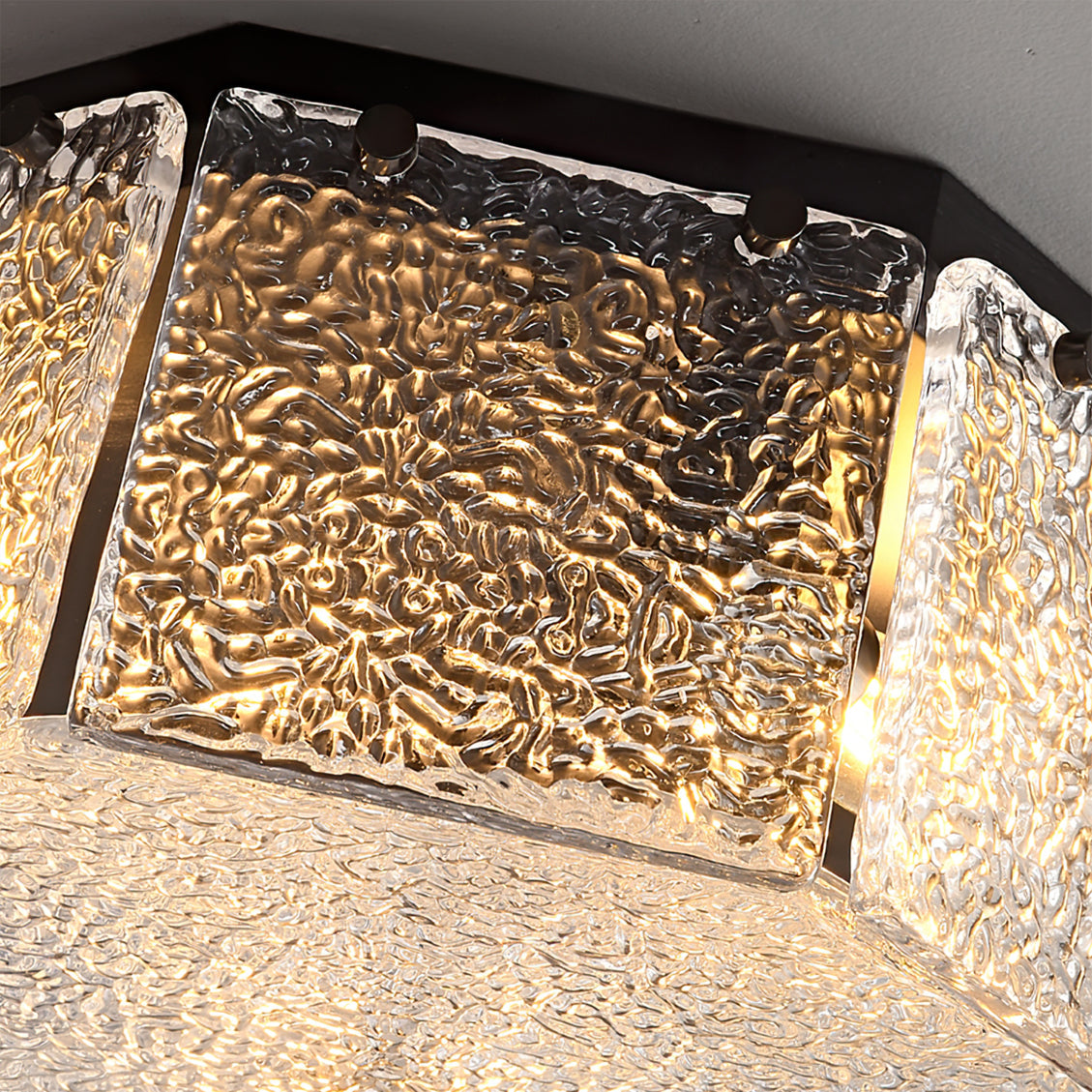 Modern Flush Mount Ceiling Light  Textured Glass Hexagonal Design - Product detail 8