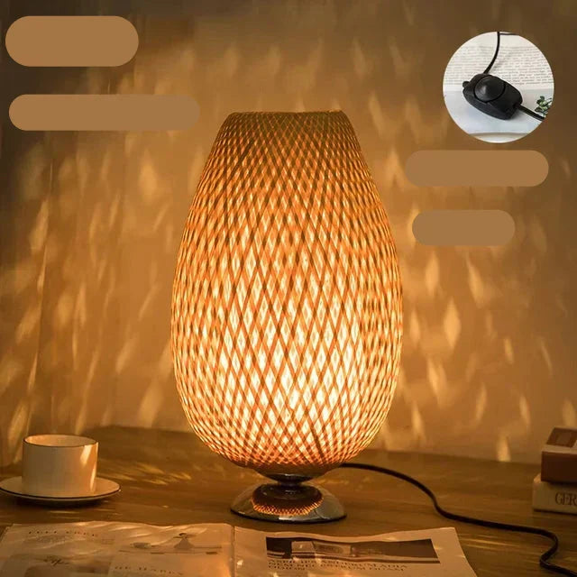 Bamboo Table Lamp  Woven Lattice Design - Product detail 4