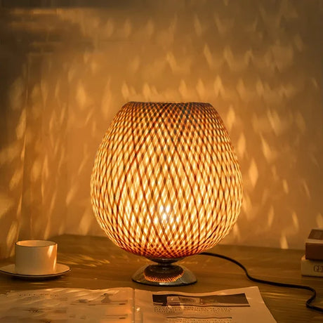 Bamboo Table Lamp  Woven Lattice Design - Product detail 9