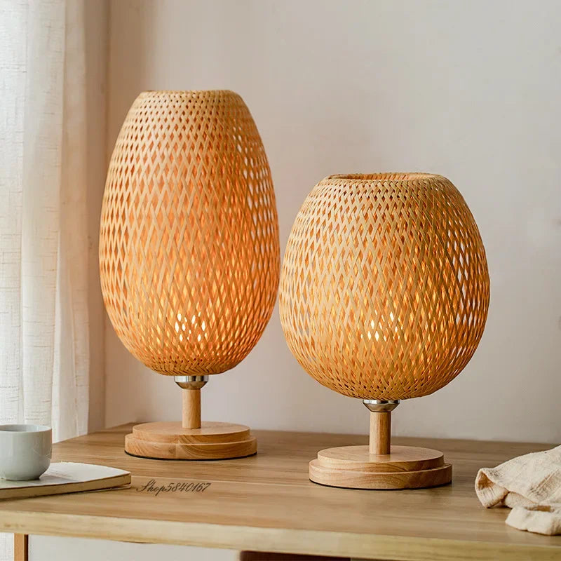 Bamboo Table Lamp  Handwoven Lattice Shade Design - Product detail 5