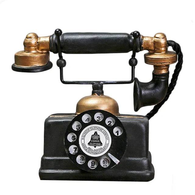 Vintage Rotary Telephone  Black and Gold Decorative Accent - Product detail 4