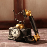 Vintage Rotary Telephone  Black and Gold Decorative Accent - Detailed view