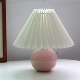 Ceramic Table Lamp  Pink Globe Base with Pleated Shade - Product detail 12