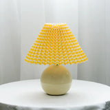 Ceramic Table Lamp  Pink Globe Base with Pleated Shade - Detailed view
