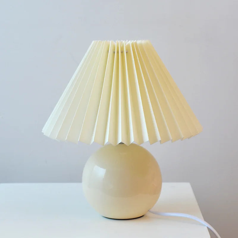 Ceramic Table Lamp  Pink Globe Base with Pleated Shade - Product detail 4