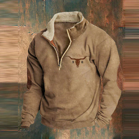 Western Fleece Pullover  Native Buffalo Print Quarter-Zip - Product detail 5