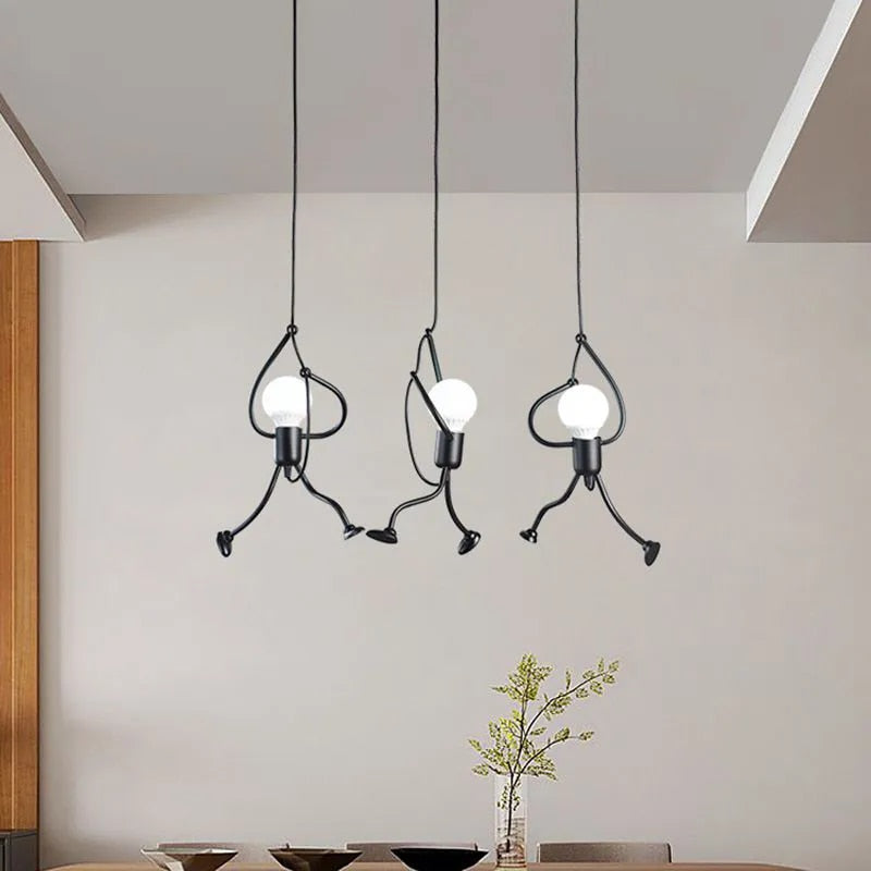 Creative Pendant Light  Swinging Iron Figure Design - Product example