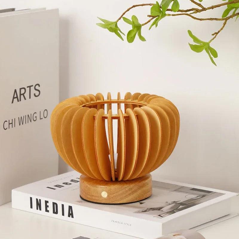 Wooden Table Lamp  Sculptural Slat Design - Product detail 6