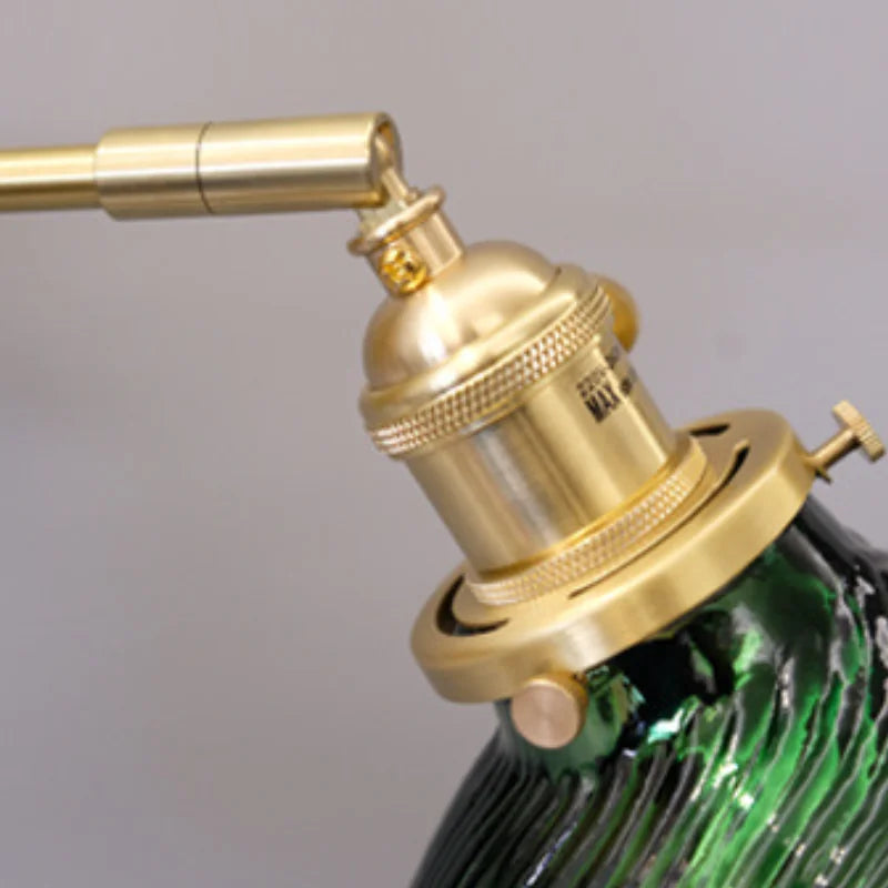 Vintage Wall Sconce  Green Glass Shade With Brass Finish - Product detail 5