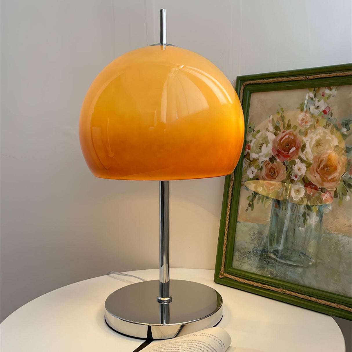 Bauhaus Table Lamp  Amber Glass Dome Shade - Product detail 6