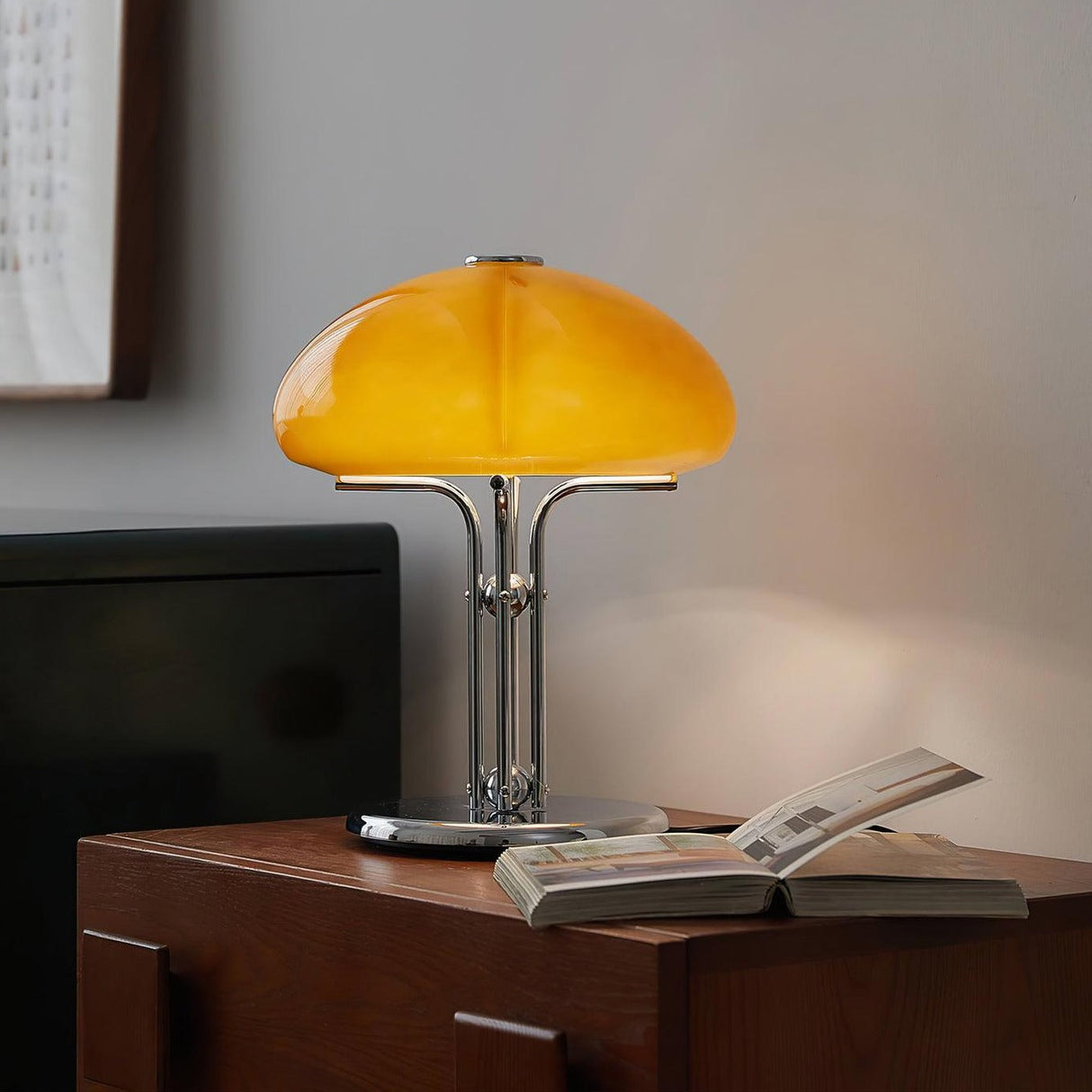 Bauhaus Table Lamp  Amber Glass Dome Shade - Product detail 17