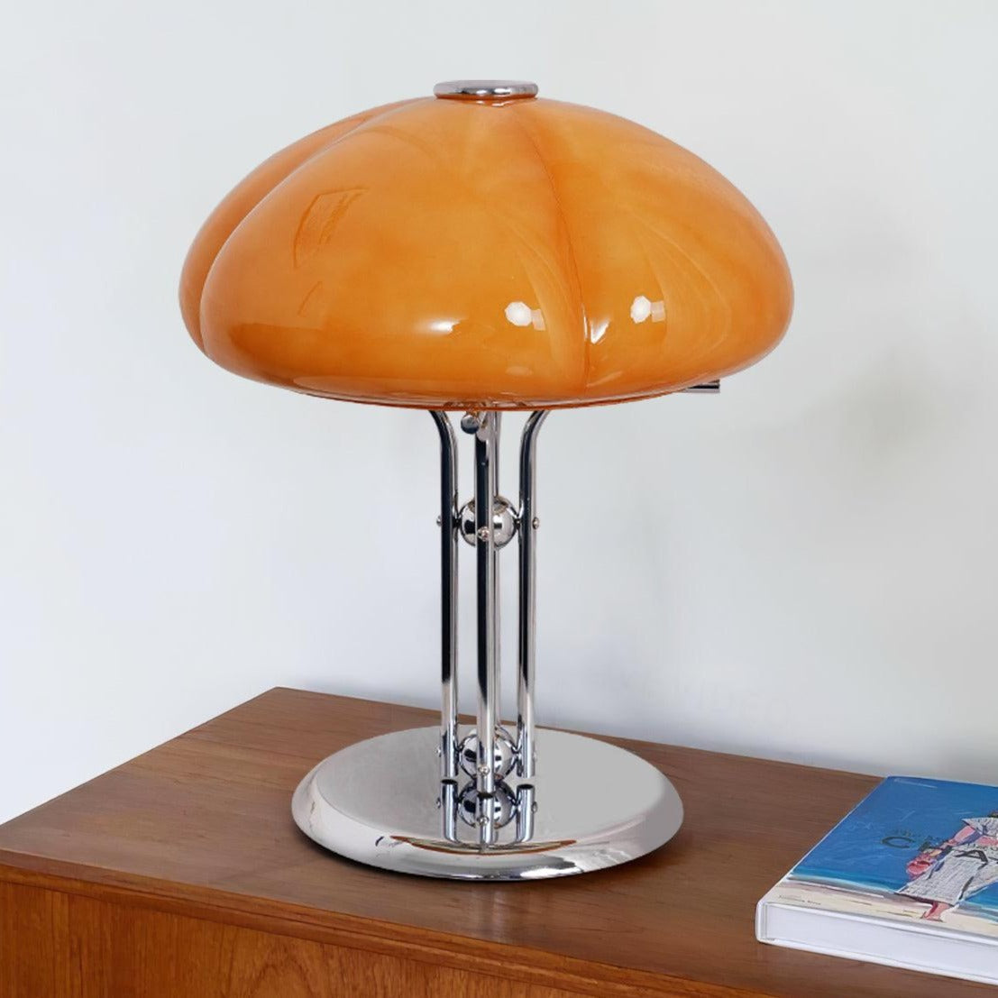 Bauhaus Table Lamp  Amber Glass Dome Shade - Product detail 32